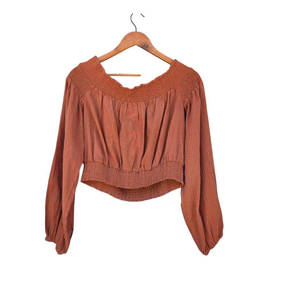 Chelsea & Violet Embroidered Off Shoulder Top Rust Size L NWT - Picture 2 of 7